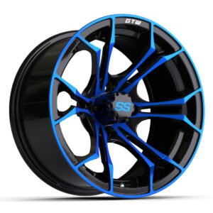 14″ GTW® Spyder Black with Blue Accents Wheel