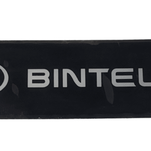 Grill or decorative front license plate cover for golf cart. Brand logo with simple smooth black background and silver word font